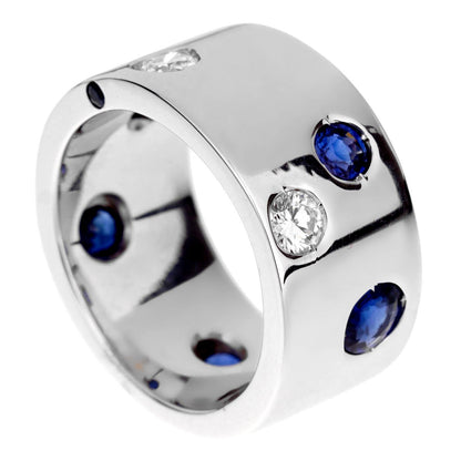 Chathtnel Sapphire Diamond White Gold Band Ring