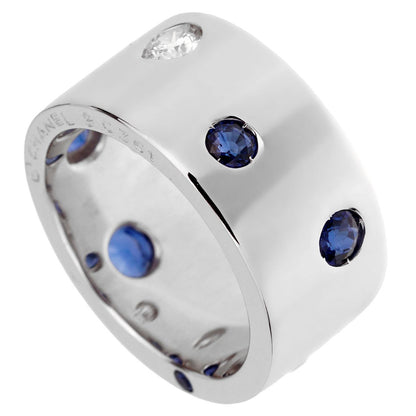 Chathtnel Sapphire Diamond White Gold Band Ring