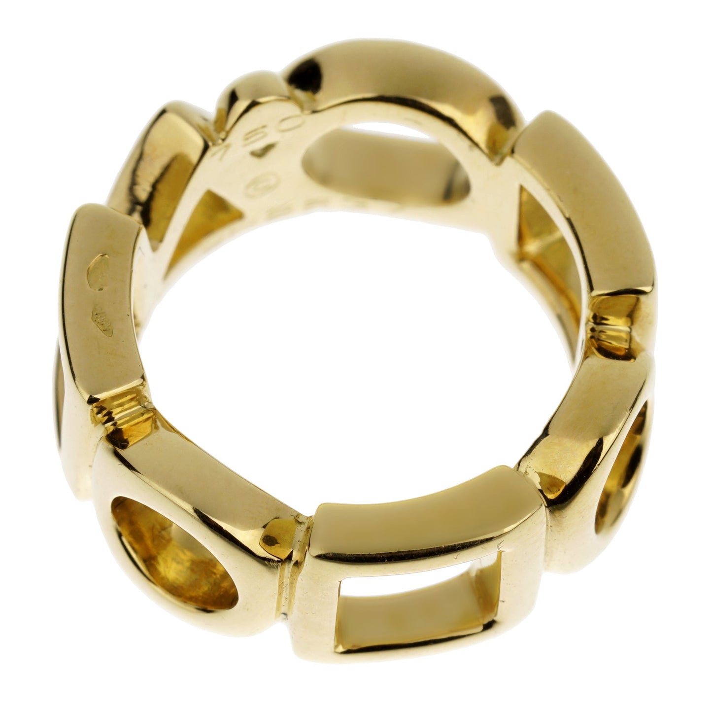 Chathtnel Shapes Vintage 18k Yellow Gold Cocktail Band Ring