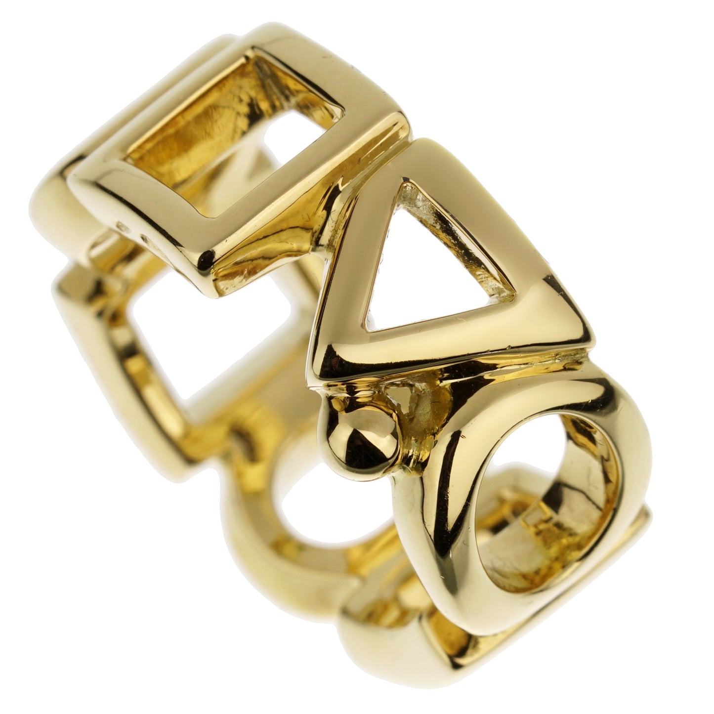 Chathtnel Shapes Vintage 18k Yellow Gold Cocktail Band Ring