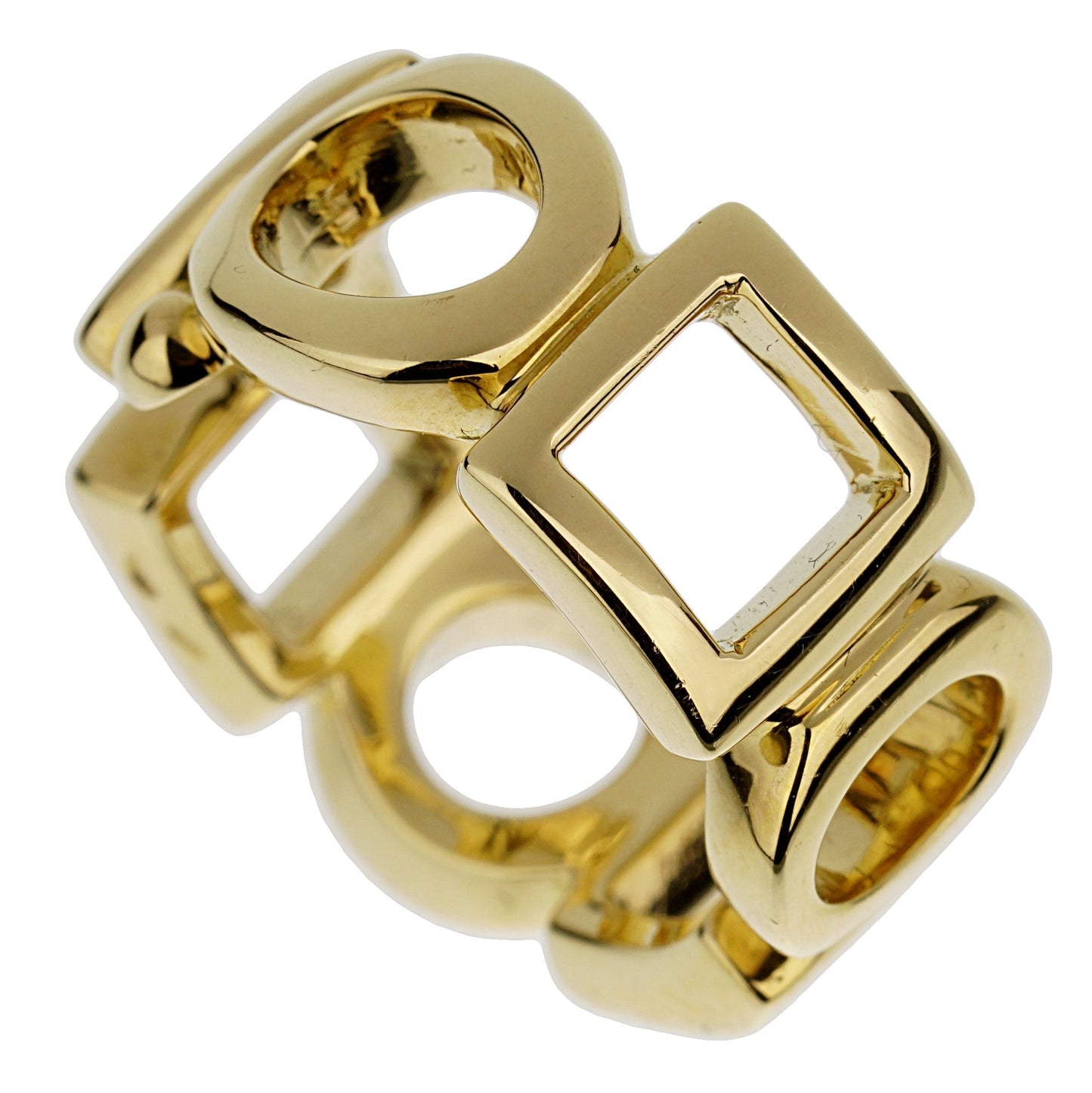 Chathtnel Shapes Vintage 18k Yellow Gold Cocktail Band Ring