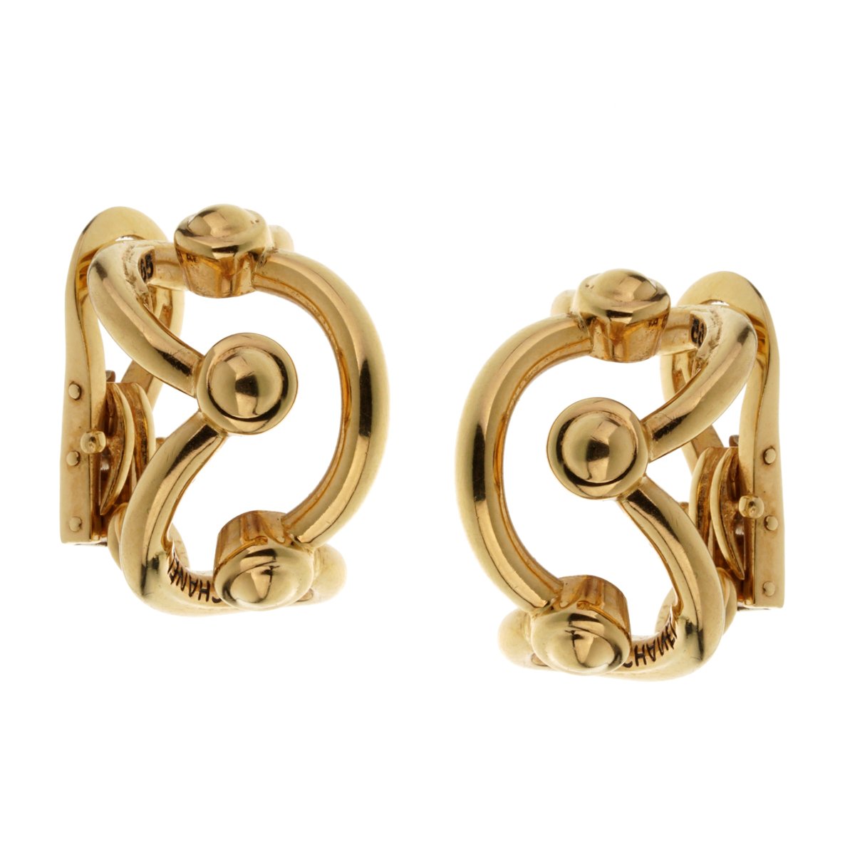 Chathtnel Vintage 18k Yellow Gold Hoop Earrings