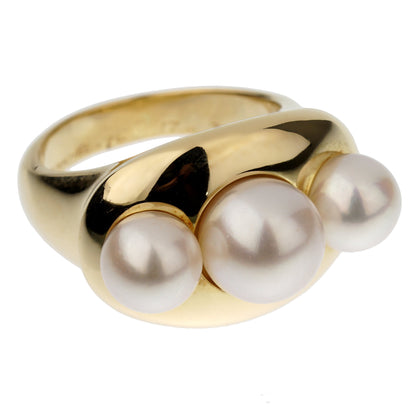 Chathtnel Vintage 18k Yellow Gold Pearl Cocktail Ring Size 6 1/2