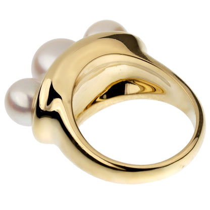 Chathtnel Vintage 18k Yellow Gold Pearl Cocktail Ring Size 6 1/2