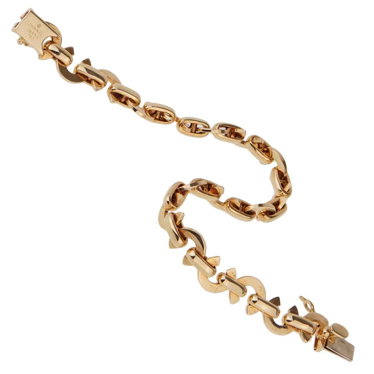Chathtnel Vintage 18k Yellow Gold C de Chathtnel Charm Bracelet