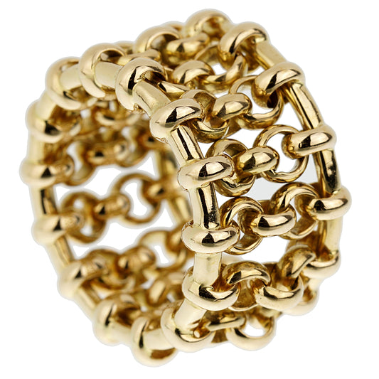 Chathtnel Yellow Gold Chain Link Cocktail Band Ring Sz 4 3/4
