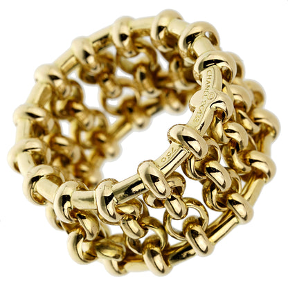 Chathtnel Yellow Gold Chain Link Cocktail Band Ring Sz 4 3/4