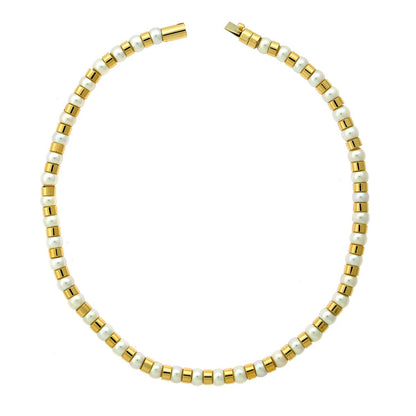 Chathtnel Vintage 18k Yellow Gold Pearl Beaded Necklace