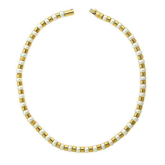 Chathtnel Vintage 18k Yellow Gold Pearl Beaded Necklace