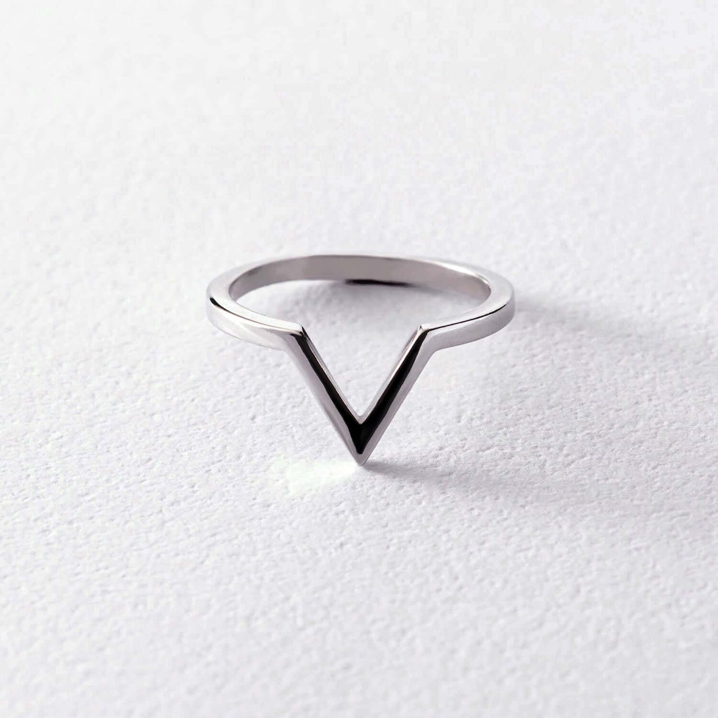 Sterling Silver Chevron Ring for Women V Shape Band