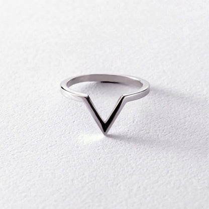 Sterling Silver Chevron Ring for Women V Shape Band