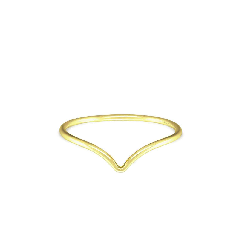 Solid Gold Dainty Ring Chevron Band for Women