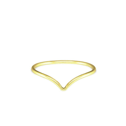 Solid Gold Dainty Ring Chevron Band for Women