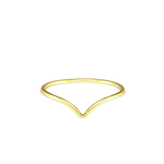 Solid Gold Dainty Ring Chevron Band for Women