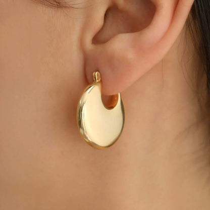 Chunky Puffy Hoops 925 Silver Hinged Huggie Earrings