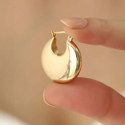 Chunky Puffy Hoops 925 Silver Hinged Huggie Earrings