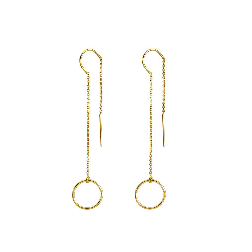 Sterling Silver Long Ear Threaders Minimalist Chain Earrings