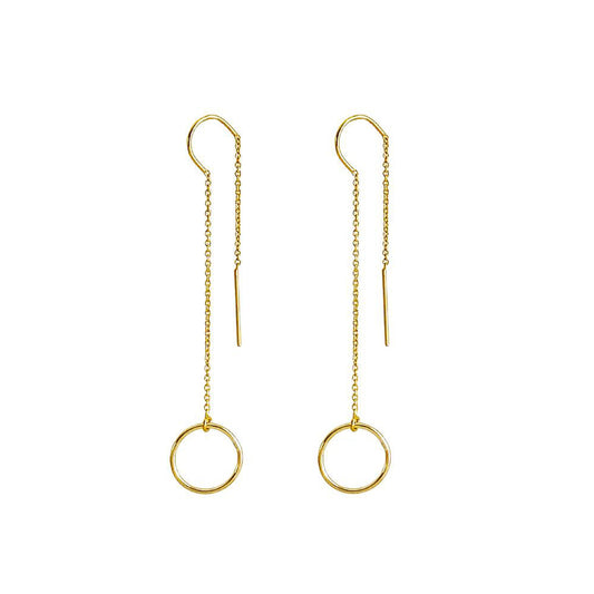 Sterling Silver Long Ear Threaders Minimalist Chain Earrings