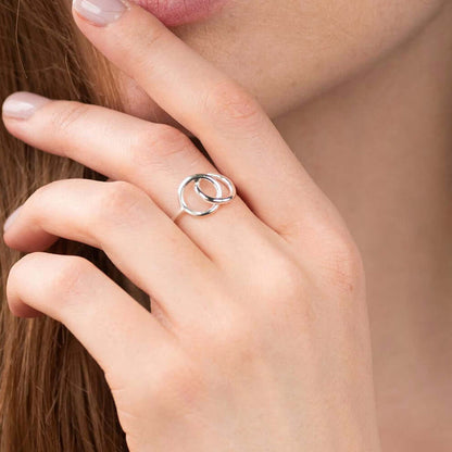 Silver Geometric Jewelry Crossing Circles Wire Ring Friendship Gift