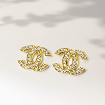 Classic CC Earrings Gold-Plated Silver Crystal Studs