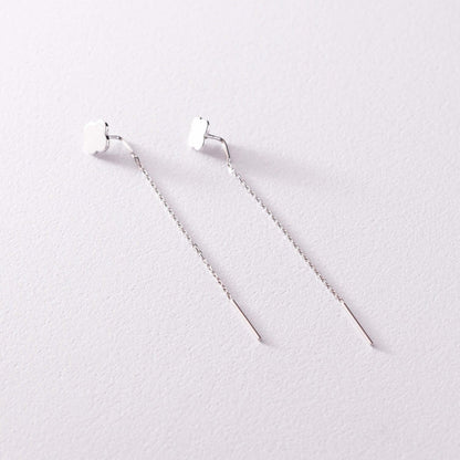 Clover Charm Dangling Earrings Sterling Silver Threader Chain