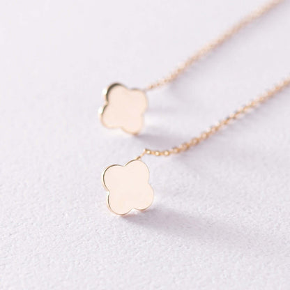 Clover Charm Dangling Earrings Sterling Silver Threader Chain