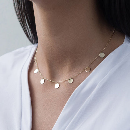 Small Coins Initial Necklace Engraved Delicate Jewelry