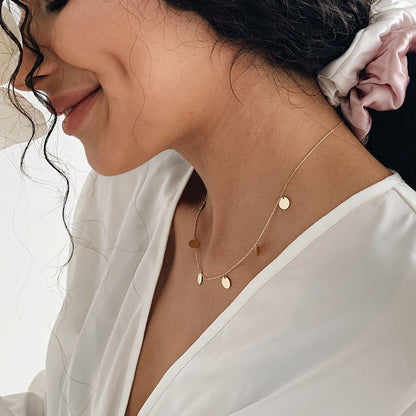 Small Coins Initial Necklace Engraved Delicate Jewelry