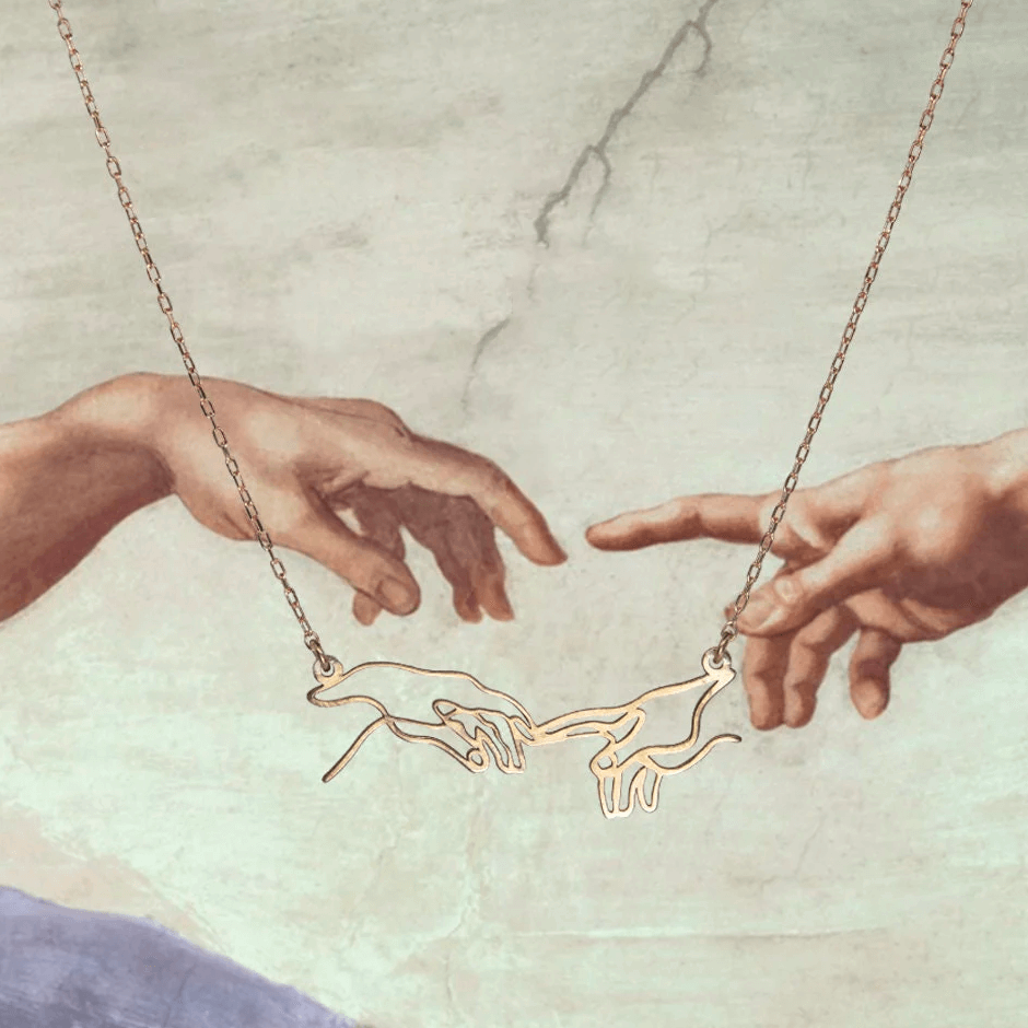 Art Necklace Creation of Man Sterling Silver Jewelry