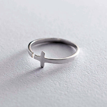 Cross Open Cuff Ring 925 Silver Minimalist Jewelry