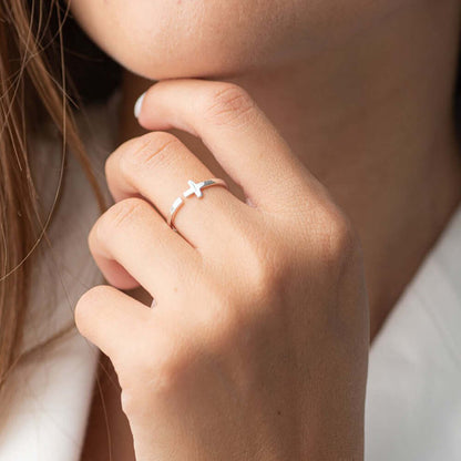 Cross Open Cuff Ring 925 Silver Minimalist Jewelry