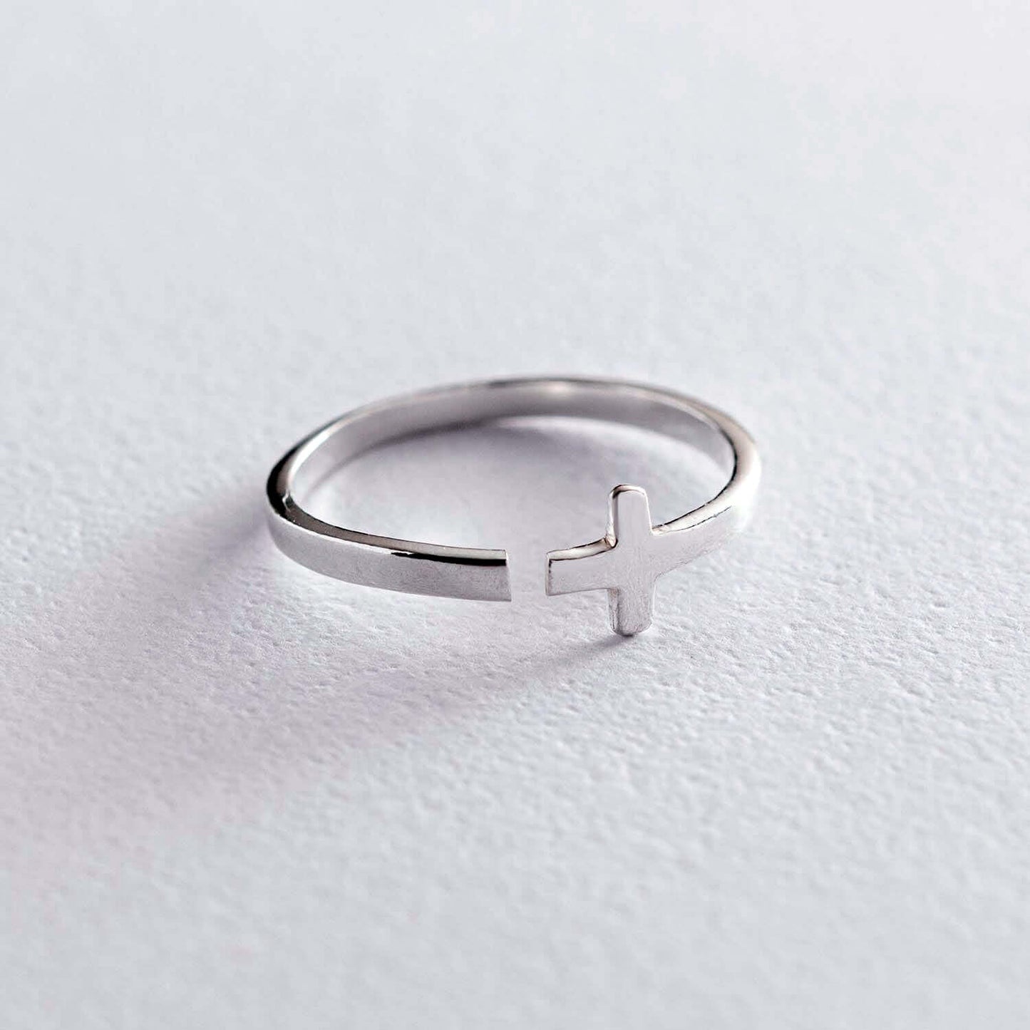 Cross Open Cuff Ring 925 Silver Minimalist Jewelry