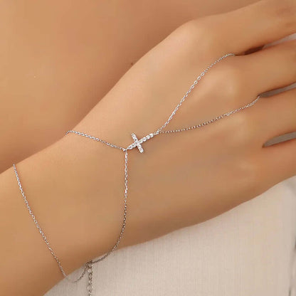 Crystal Cross Slave Bracelet Silver Hand Chain