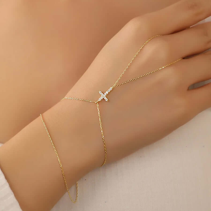 Crystal Cross Slave Bracelet Silver Hand Chain