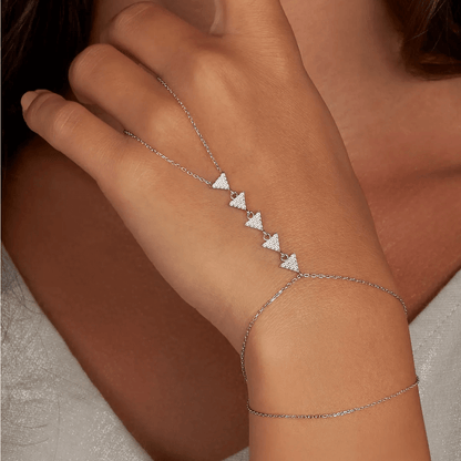 Crystal Link Chain Bracelet Silver Back Hand Accessory