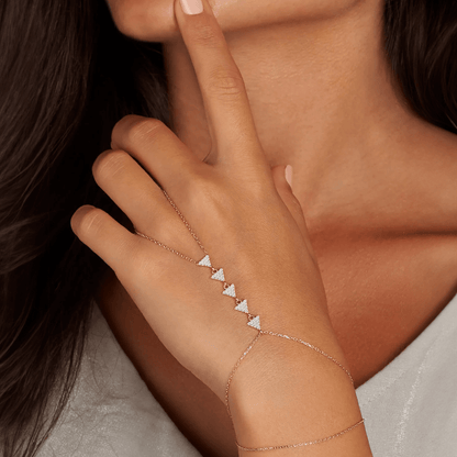 Crystal Link Chain Bracelet Silver Back Hand Accessory