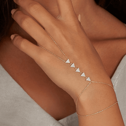 Crystal Link Chain Bracelet Silver Back Hand Accessory