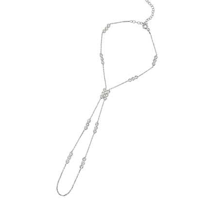 Crystal Slave Bracelet Sterling Silver Chain Ring