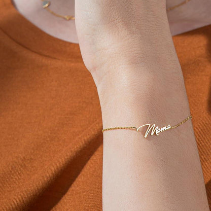 Cursive Name Bracelet 18k Gold Plated Cable Chain