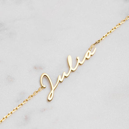 Cursive Name Bracelet 18k Gold Plated Cable Chain