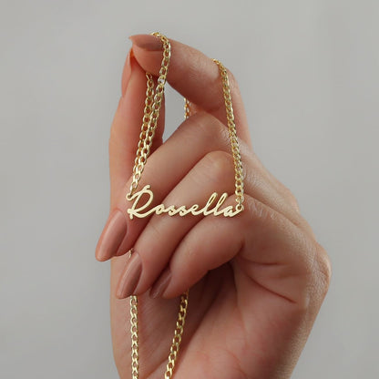 Necklace with Name Cursive Script with 3 mm Curb Chain