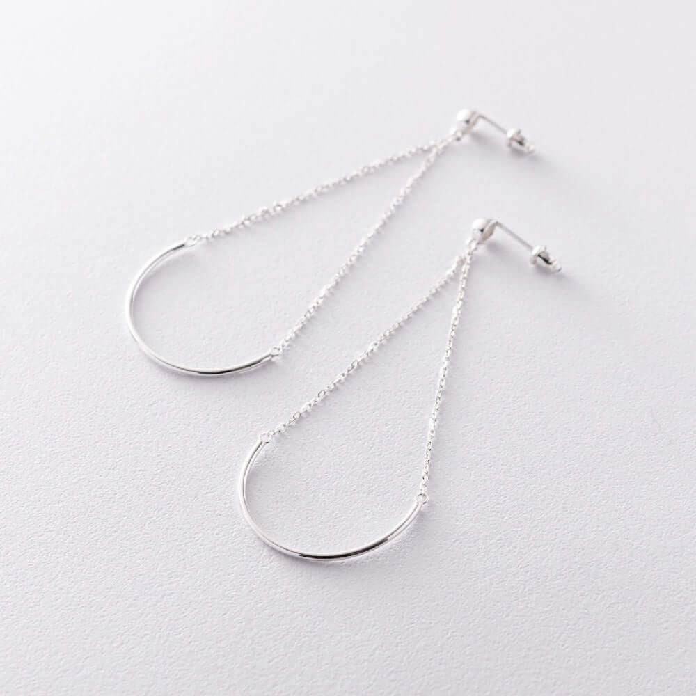 Drop Earrings Gold Plated Sterling Silver Dangle Chain Studs