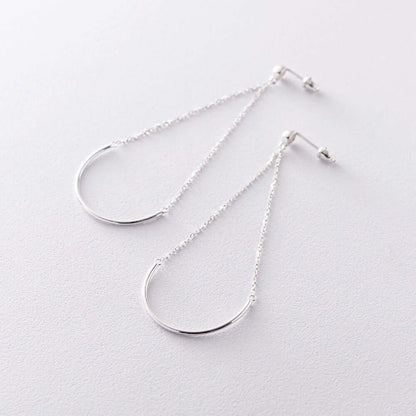 Drop Earrings Gold Plated Sterling Silver Dangle Chain Studs