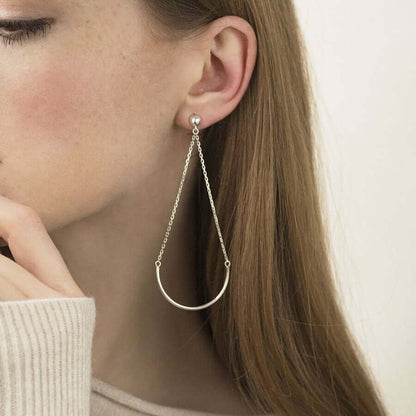 Drop Earrings Gold Plated Sterling Silver Dangle Chain Studs