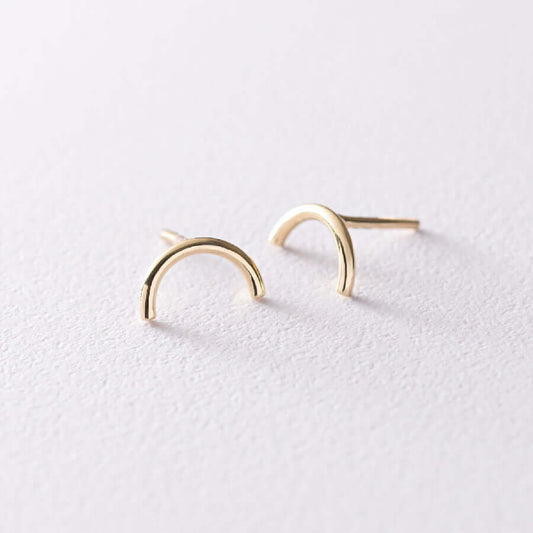 Curved Wire Stud Earrings Solid Sterling Silver Minimalist Jewelry