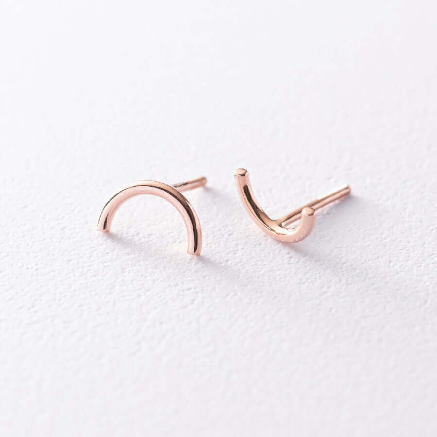 Curved Wire Stud Earrings Solid Sterling Silver Minimalist Jewelry