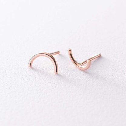 Curved Wire Stud Earrings Solid Sterling Silver Minimalist Jewelry