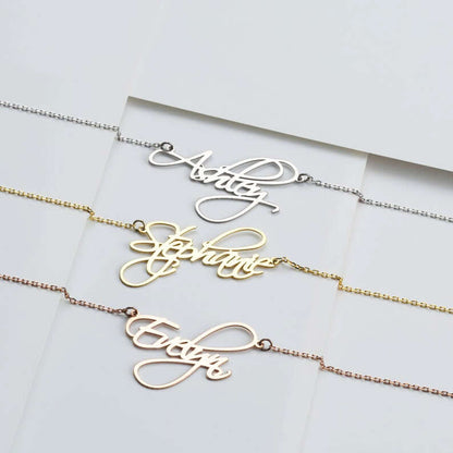 Name Necklace Handwriting Pendant with Chain 925 Silver