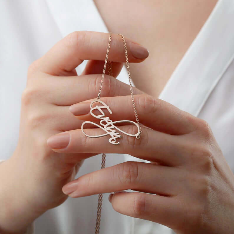 Name Necklace Handwriting Pendant with Chain 925 Silver