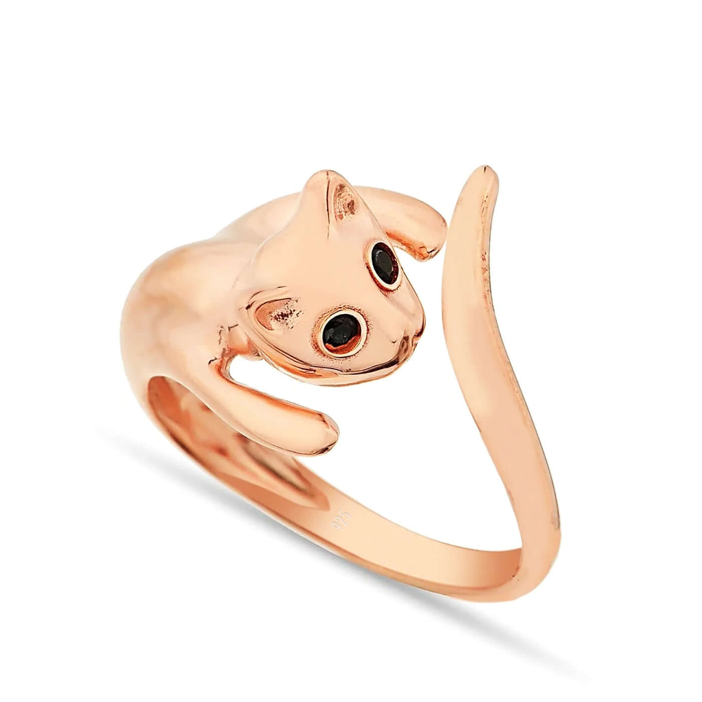 Cute Hugging Cat Open Ring in 925 Sterling Silver